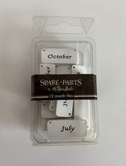 Spare Parts By The Paper Studio 12 Month Tiles White Scrapbooking Embellishments