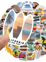 50 Pcs Sunny California State Stickers Landscape Travel USA Waterproof Vinyl