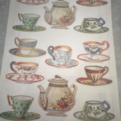 Michel & Company Gilted Stickers Tea Time Teacups & Teapots, 2 Sheets, Acid-Free