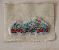 Vintage Puffy Stickers Angel Wings Santa Claus Presents Rocking Horse Toy Feliz