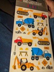 Mrs Grossman Stickers construction trucks vehicles Vintage new in pack 3 sheets