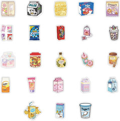 100Pcs Cute Snack, Food, and Drink Stickers Set – Kawaii Small Stickers for T…