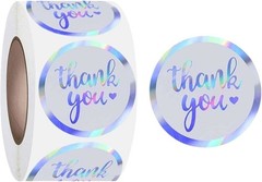 Laser Holographic Thank You Stickers Self-Adhesive Stickers Thank You Label Roll