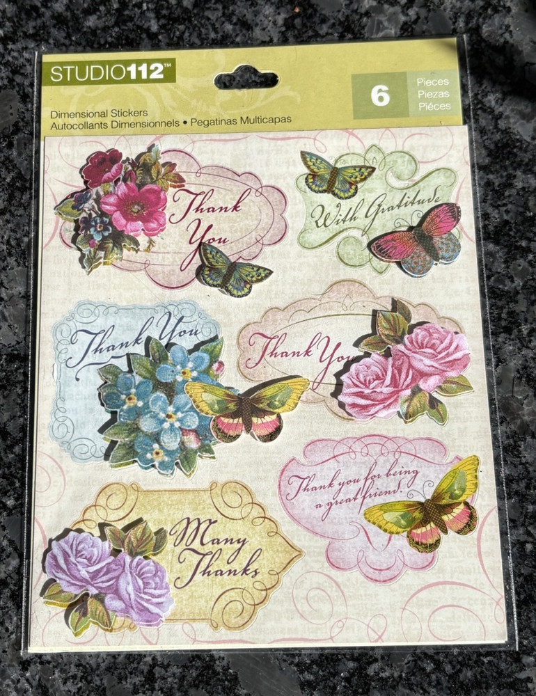 STUDIO 112 Dimensional Stickers THANK YOU Embellishments card making pages