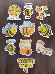 STICKERS x 10 BEE Honey Bee Positive Apiculture Beehive Cartoon Sticker BEH1