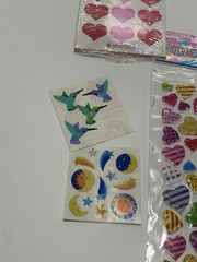 Vintage Sandylion Humbly Hallmark Iridescent Heart Ballon Scrapbook Stickers Set