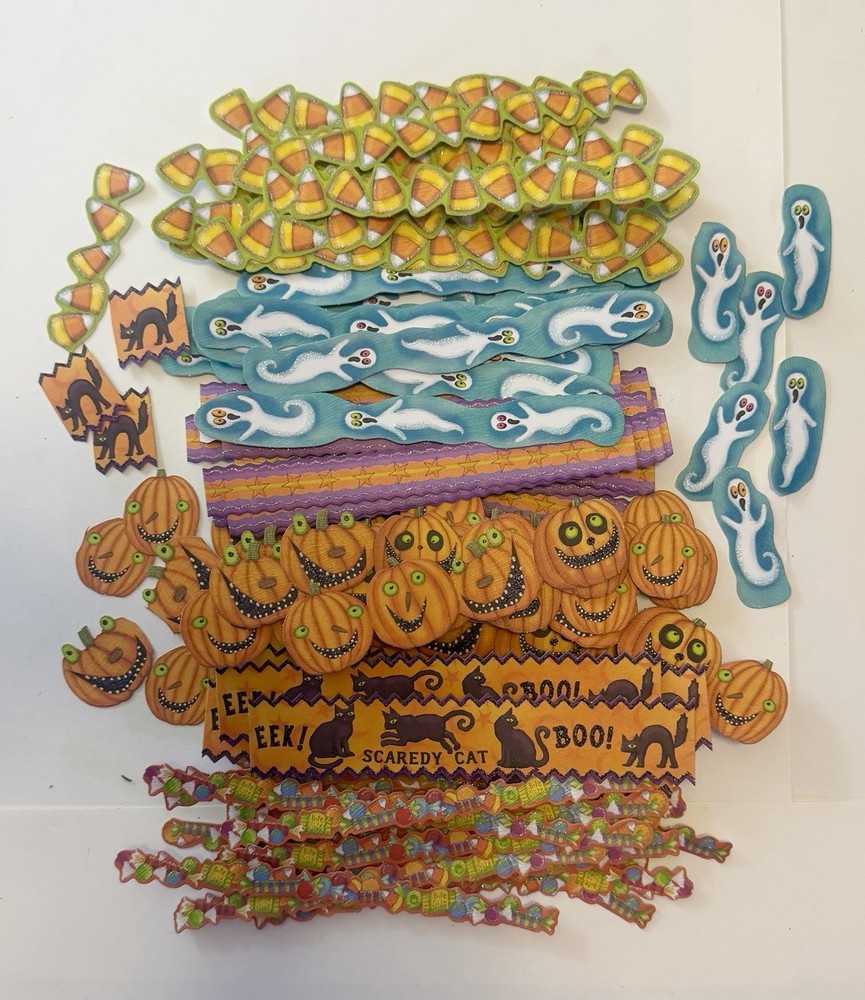 K&Company Halloween Scrapbook Adhesive Borders Huge Lot 75 pcs ++ Tim Coffey