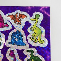 Vintage Dinosaur Foil Sticker Sheet 1989 Colorful Sunglasses Silly 3M
