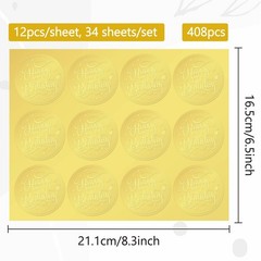 408Pcs Happy Birthday Gold Foil Embossed Stickers 2″ Self Adhesive Envelopes …