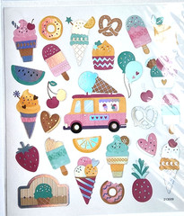 The Paper Studio Ice Cream Man Foil Stickers Popsicles Sweets Scrapbook Planner
