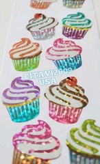 JILLSON & ROBERTS HAMBLY GLITTER STICKERS * FOOD DESSERT * MULTICOLOR CUPCAKES.