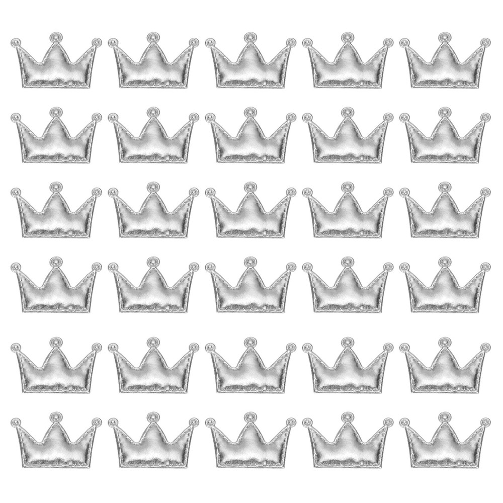 50Pcs Crown Appliques Sew on Patches, Shiny Crown Charm, Silver