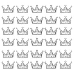 50Pcs Crown Appliques Sew on Patches, Shiny Crown Charm, Silver