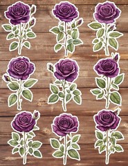 Purple Rose Die Cut Vinyl Stickers Set Scrapbooking Laptop WaterBottle