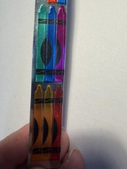 VINTAGE 80s CARDESIGN TOOTS «CRAYONS» 6” METALLIC FOIL STICKER STRIP MUS 132CX