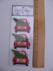 Hobby Lobby CHRISTMAS TRUCKS 3D Wood Stickers 3 Pieces NIP