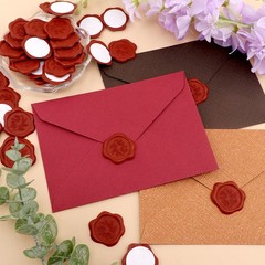 60Pcs Olive Branch Wax Seal stickers Brownish red Envelope Seal Stickers