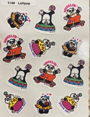 Vintage Trend T-148 Stinky Stickers sheet 12 Scratch & Sniff Panda Lollipop