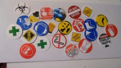 Pre Cut One Inch Industrial Safety Bottle Cap Images! FREE SHIP