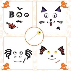 16 Pack Foam Pumpkin Decorating Kit Halloween Craft Stickers for Kids