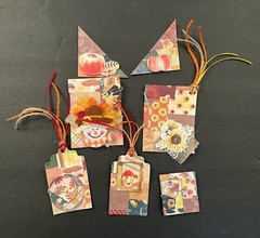 #2704 Fall Scarecrow Handmade Ephemera Embellishment Set Tags Clusters Corners
