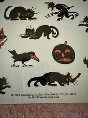 Vtg 1999 Shackman Embossed Halloween Silouette Stickers Black Cat witch Bat NOS