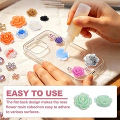 20mm Resin Rose Flatback Charms, 40Pcs Cabochon Embellishment, Shiny Light Green