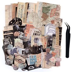200 Pcs Vintage Scrapbook Stickers Junk Journaling Stamping Supplies Kit