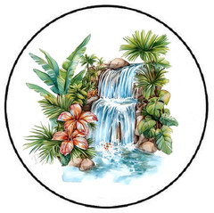 TROPICAL WATERFALL LUAU ENVELOPE SEALS LABELS STICKERS PARTY FAVORS