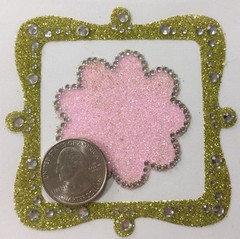 FLUTTER GLITTER BLING Shapes(2pc) Making Memories•Frame•Pink Flower •Rhinestones