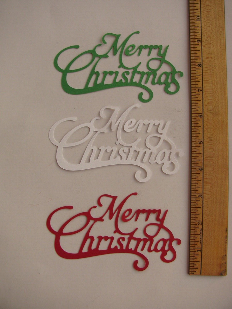 MERRY CHRISTMAS Die Cuts 3 Pieces Green White Red NEW