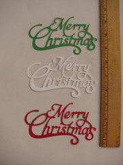 MERRY CHRISTMAS Die Cuts 3 Pieces Green White Red NEW
