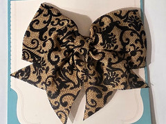 Jolee’s Boutique Embellishments BLACK SCROLL BURLAP LARGE BOW