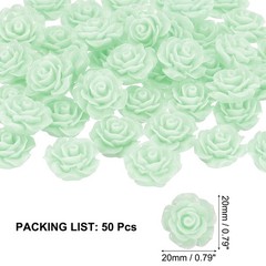 20mm Rose Flower Resin Cabochon, 50 Pcs Mini Rose Flower Resin, Light Green