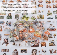 100 Sheets Vintage Girls Scrapbook Stickers – Retro Decorative Transparent PE…