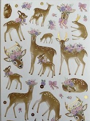 Stickers Deer Fawn Flowers Doe Buck Matte Finish Paper Decorate Foil Accents New