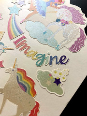UNICORN PEGASUS FAIRY RAINBOW IMAGINE STARS FANTASY vintage sticker decal 1982