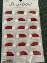 CHRISTMAS PAPER CRAFTS SANTA HATS GLITTER SANTA HATS WITH COTTON BALL 18PCS
