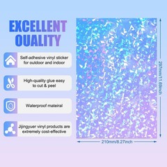 90 Sheets Holographic Vinyl Sticker Paper Glitter Craft DIY Scrapbooking 8.27…