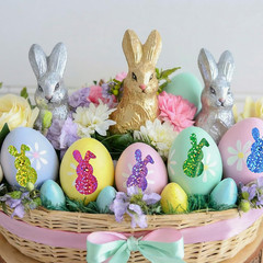 2 Rolls 1000 Pcs Holographic Easter Bunny Sticker Seals 1.5 X 0.8 In
