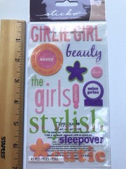 EK Success Sticko Lot Girlie Girl Scrapbook Stickers Unicorns Narwhals Bling Owl