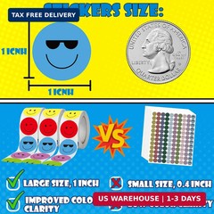 1500Pcs Smiley Face Stickers for Kids Sticker Rolls | Reward Stickers for Kids,
