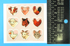 Farm Animal Hearts Pink Backing Mini Sticker Sheet