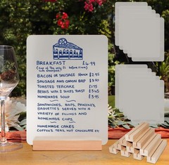 Frosted Blank Rectangle Acrylic Sign with Wooden Stands – 10 Pack DIY Customi…