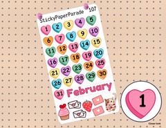 February Monthly Planner Stickers #107 / Planner Stickers  / Valentines Stickers