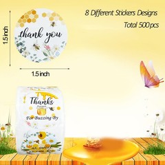 Bee Thank You Stickers, 500 Pieces Bumble Bee Stickers Birthday Party Sticker…