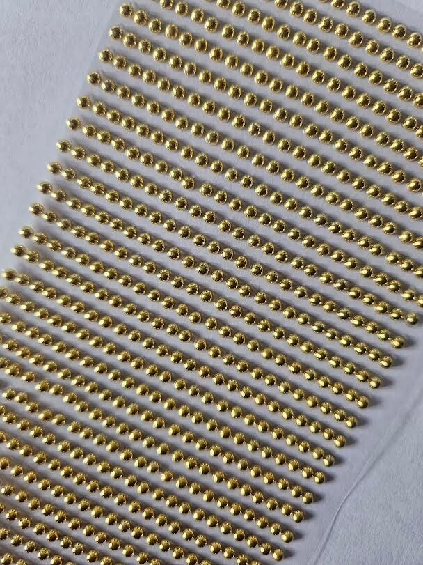 CraftbuddyUS 750pcs 3mm GOLD (30 stripes) Stick On Round Rhinestone Gems,DIY