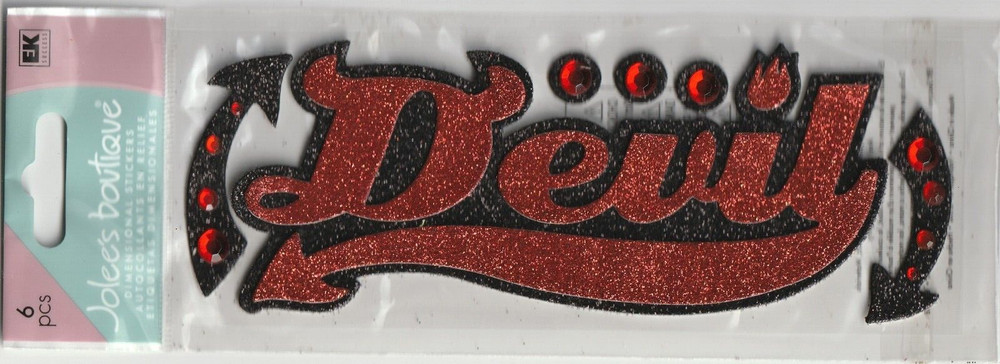 Vintage Jolee’s Title Waves DEVIL Glitter/Gem 3-D stickers 79501 Fast FREE ship!