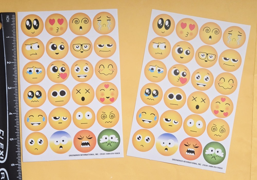 Emojis Single Sticker Sheet Lot Of 2