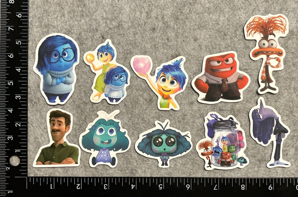 Lot of 10 Assorted Inside Out Disney Pixar Animated Cartoon Stickers